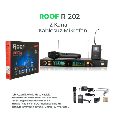 Roof R-202 EY  Kablosuz El Yaka Mikrofon Seti